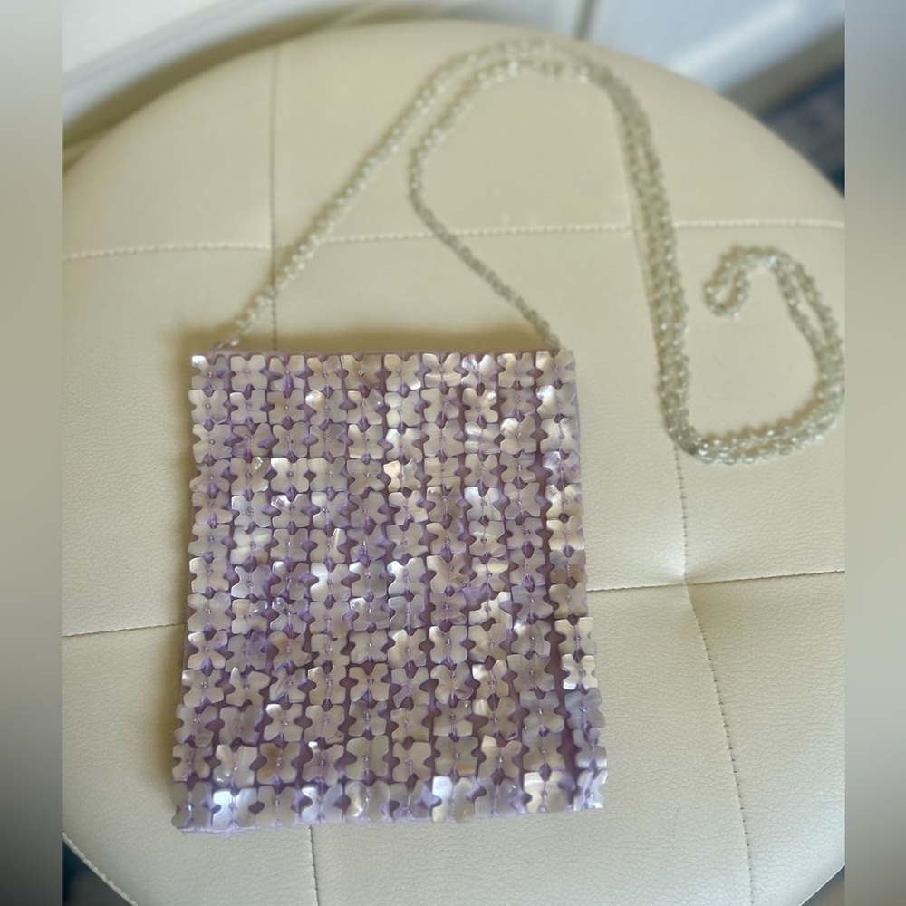 Moyna Lavender Sequin Floral Evening Bag
